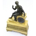 ceas de semineu " Platon ". stil Empire . bronze dore & bronz patinat. cca 1850 Franta